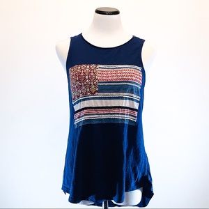 {Lucky Brand} Embroidered Tank Top Sz L